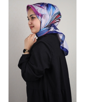 Scarfella Desenli Vual İpek Eşarp - Desen-01